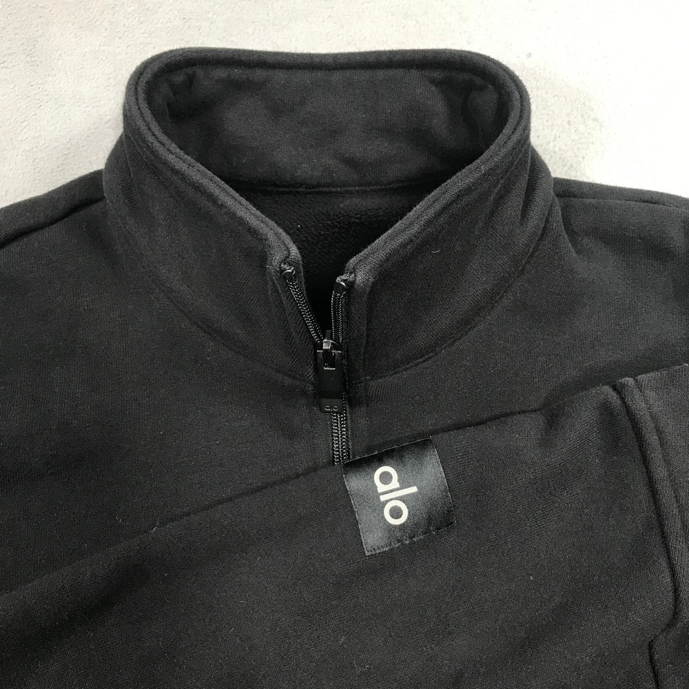 Alo Yoga Mens XL Black Quarter Zip Pullover Fleece Mock Neck Sweatshirt